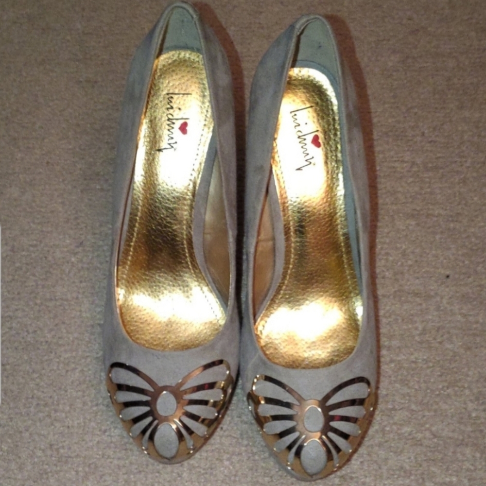 Size 11 Luichiny Gray Suede High Heel Pumps